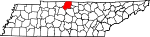 Map of Tennessee showing Sumner County 