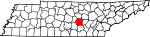 Map of Tennessee showing Warren County 