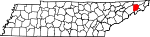 Map of Tennessee showing Washington County 