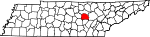 Map of Tennessee showing White County 