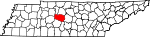 Map of Tennessee showing Williamson County 