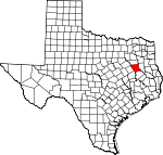 Map of Texas showing Anderson County 