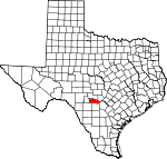 Map of Texas showing Bandera County 