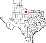 Map of Texas showing Baylor County 