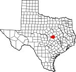 Map of Texas showing Bell County 