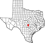 Map of Texas showing Blanco County 