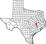 Map of Texas showing Brazos County 