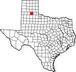 Map of Texas showing Briscoe County 