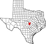 Map of Texas showing Burnet County 