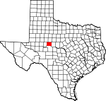 Map of Texas showing Coke County 