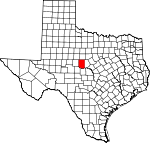 Map of Texas showing Coleman County 