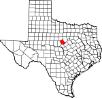 Map of Texas showing Comanche County 