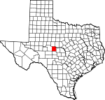 Map of Texas showing Concho County 