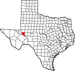 Map of Texas showing Crane County 