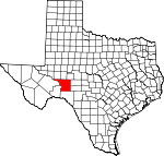 Map of Texas showing Crockett County 