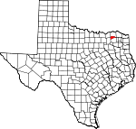 Map of Texas showing Delta County 