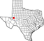 Map of Texas showing Ector County 