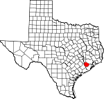 Map of Texas showing Fort Bend County 