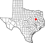 Map of Texas showing Freestone County 