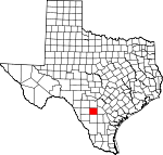 Map of Texas showing Frio County 