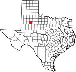 Map of Texas showing Garza County 