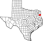 Map of Texas showing Harrison County 