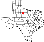 Map of Texas showing Haskell County 