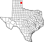 Map of Texas showing Hemphill County 