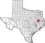 Map of Texas showing Houston County 