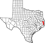 Map of Texas showing Jasper County 