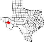 Map of Texas showing Jeff Davis County 