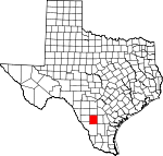 Map of Texas showing La Salle County 