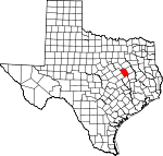 Map of Texas showing Limestone County 