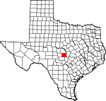 Map of Texas showing Llano County 