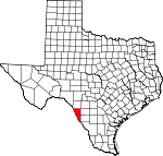 Map of Texas showing Maverick County 