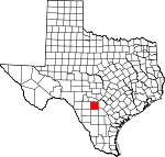 Map of Texas showing Medina County 