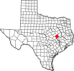 Map of Texas showing Robertson County 