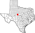 Map of Texas showing Runnels County 