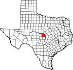 Map of Texas showing San Saba County 