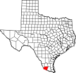 Map of Texas showing Starr County 