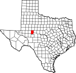 Map of Texas showing Sterling County 