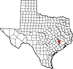 Map of Texas showing Waller County 