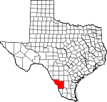 Map of Texas showing Webb County 