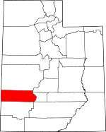 Map of Utah showing Beaver County 