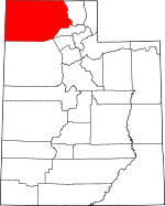 Map of Utah showing Box Elder County 