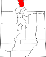 Map of Utah showing Cache County 