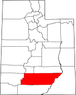 Map of Utah showing Garfield County 