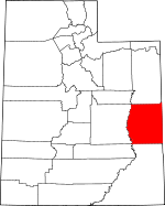 Map of Utah showing Grand County 