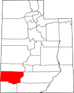 Map of Utah showing Iron County 