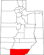 Map of Utah showing Kane County 